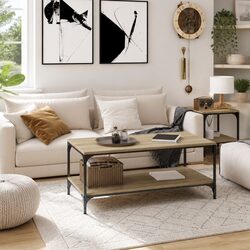 Coffee Table Sonoma Oak 100x50x40 cm with Steel Frame