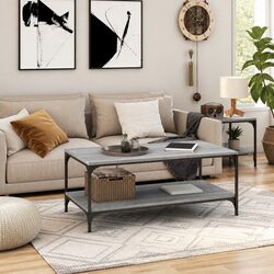 Grey Sonoma Coffee Table - Engineered Wood, 100x50x40 cm