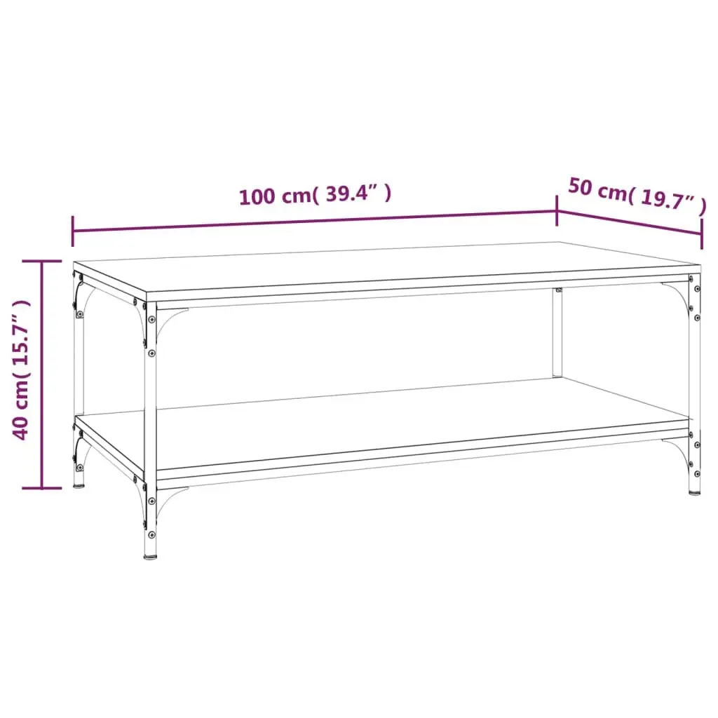Coffee Table Storage Feature 100x50x40 cm Brown Oak