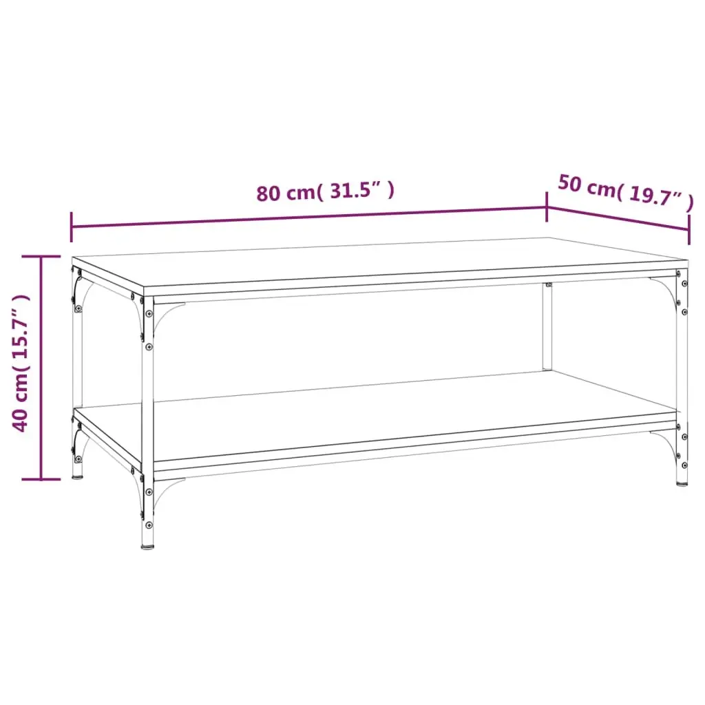 Coffee Table Storage Feature 80x50x40 cm Grey Sonoma