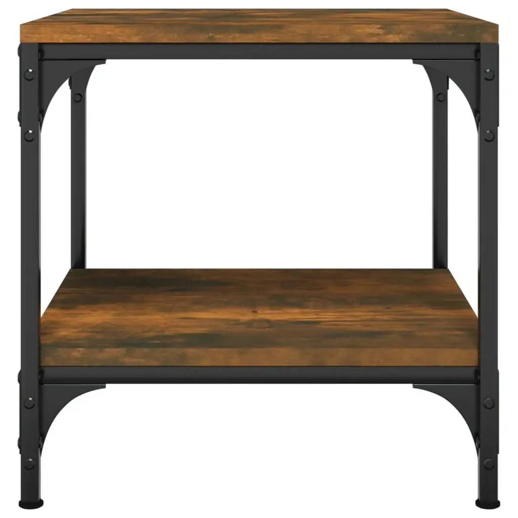 Side Tables Storage Feature 40cm Brown Engineered Wood with Steel Frame 2 Piece