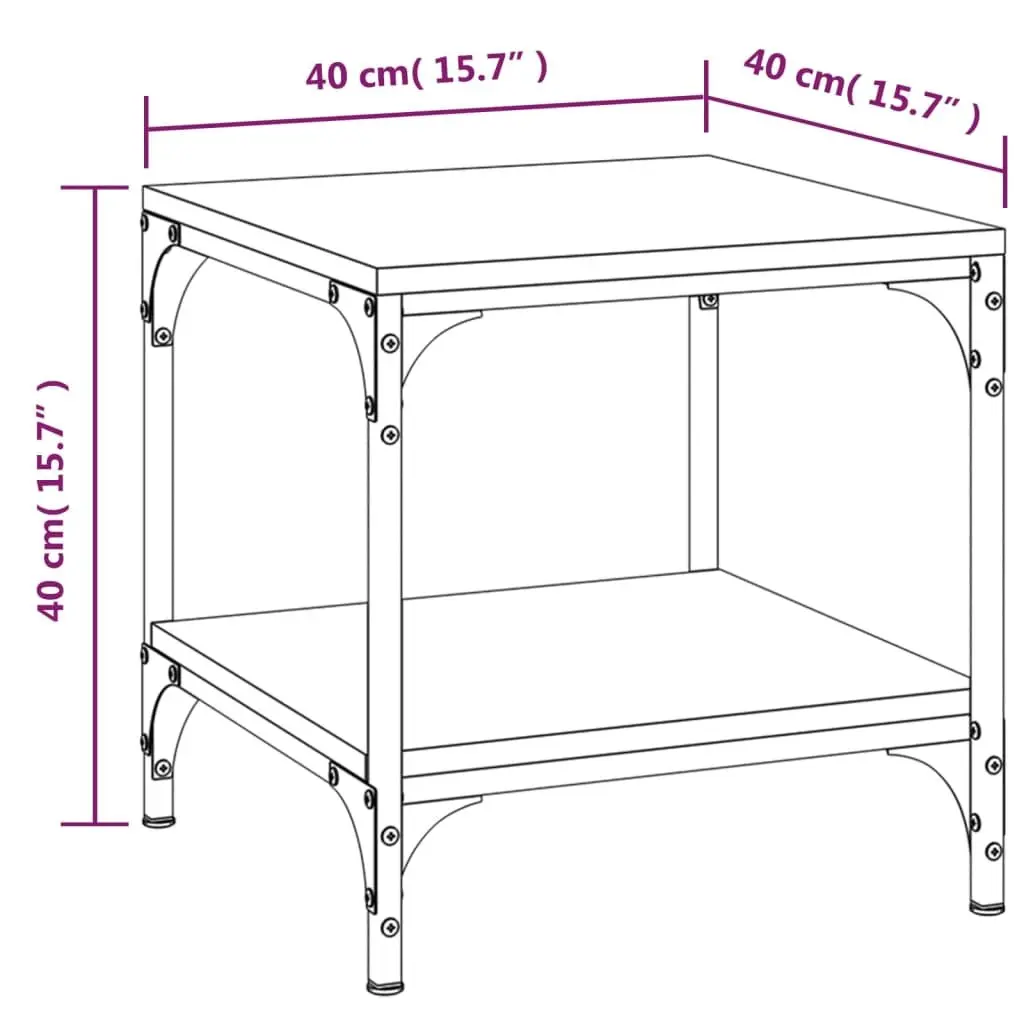 Side Tables Storage Feature 40cm Brown Engineered Wood with Steel Frame 2 Piece