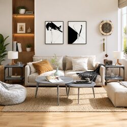 Industrial Accent Side Tables Set of 2 in Grey Sonoma