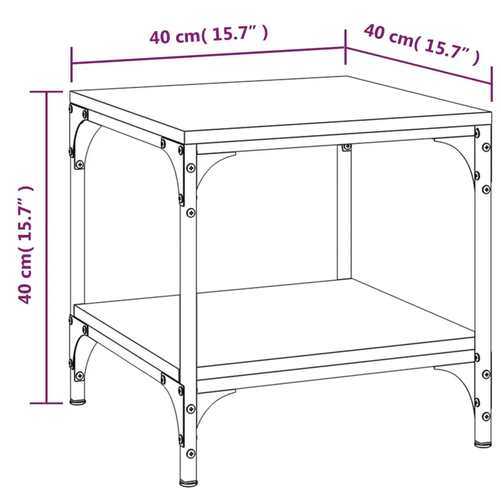Set of 2 Industrial Accent Side Tables Grey Sonoma Engineered Wood Steel Frame 40cm