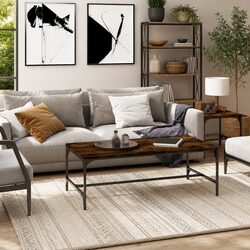Engineered Wood Coffee Table with Steel Frame, Brown
