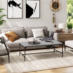 Industrial Coffee Table with Steel Frame 100x50x35cm