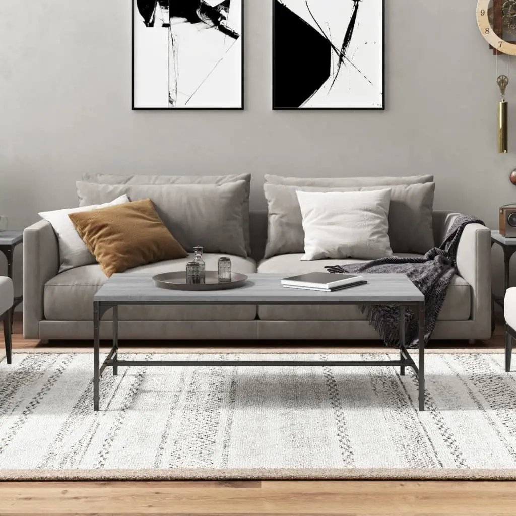Coffee Table Sturdy Grey 100x50x35cm Engineered Wood with Steel Frame