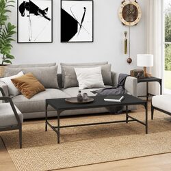 Coffee Table in Black Industrial Style with Steel Frame