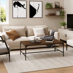 Industrial Coffee Table 80x50x35 cm with Steel Frame