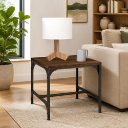 Industrial Style Coffee Table 50x50x35 cm in Brown Oak
