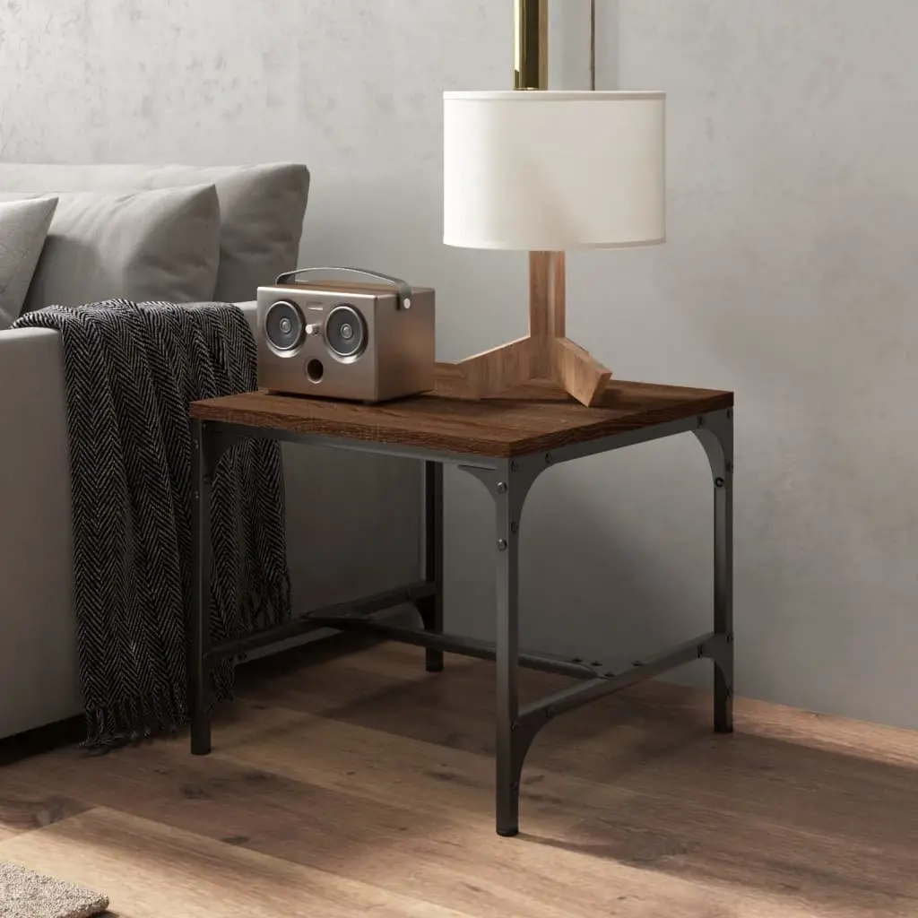 Coffee Table Sturdy Adjustable 50x50x35 cm Brown Oak