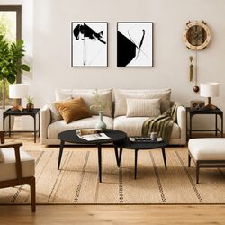 Functional Black Side Tables 2 pcs Set 40x40x35 cm