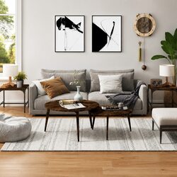 Set of 2 Side Tables in Brown Engineered Wood