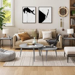 Grey Side Tables 2 pcs 40x40x35 cm Industrial Design