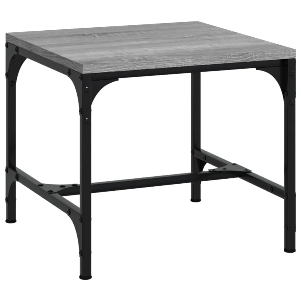 Side Tables Adjustable Legs Grey 40x40x35 cm Industrial 2 Piece Living Room Accent Furniture