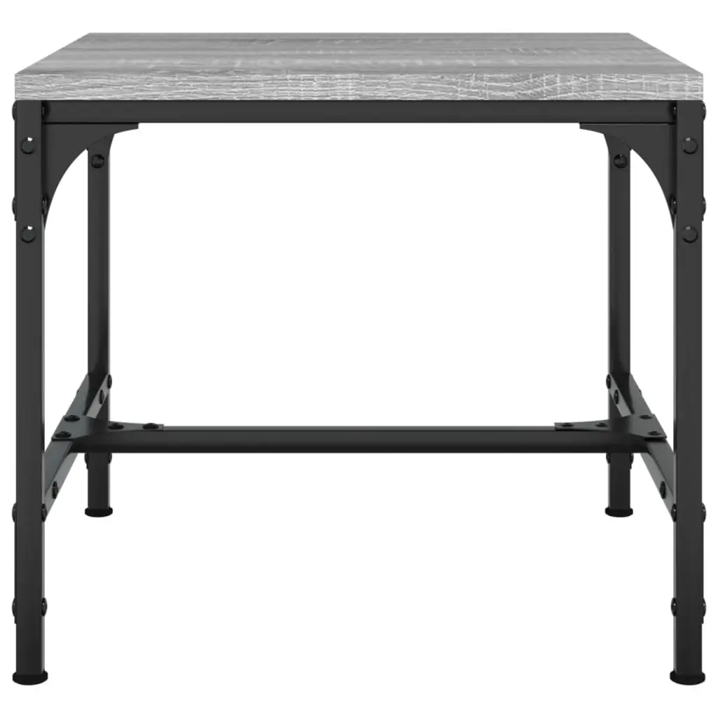 Side Tables Adjustable Legs Grey 40x40x35 cm Industrial 2 Piece Living Room Accent Furniture