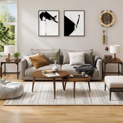 Side Tables Set of 2 - Engineered Wood, Brown Oak, 40x40x35 cm