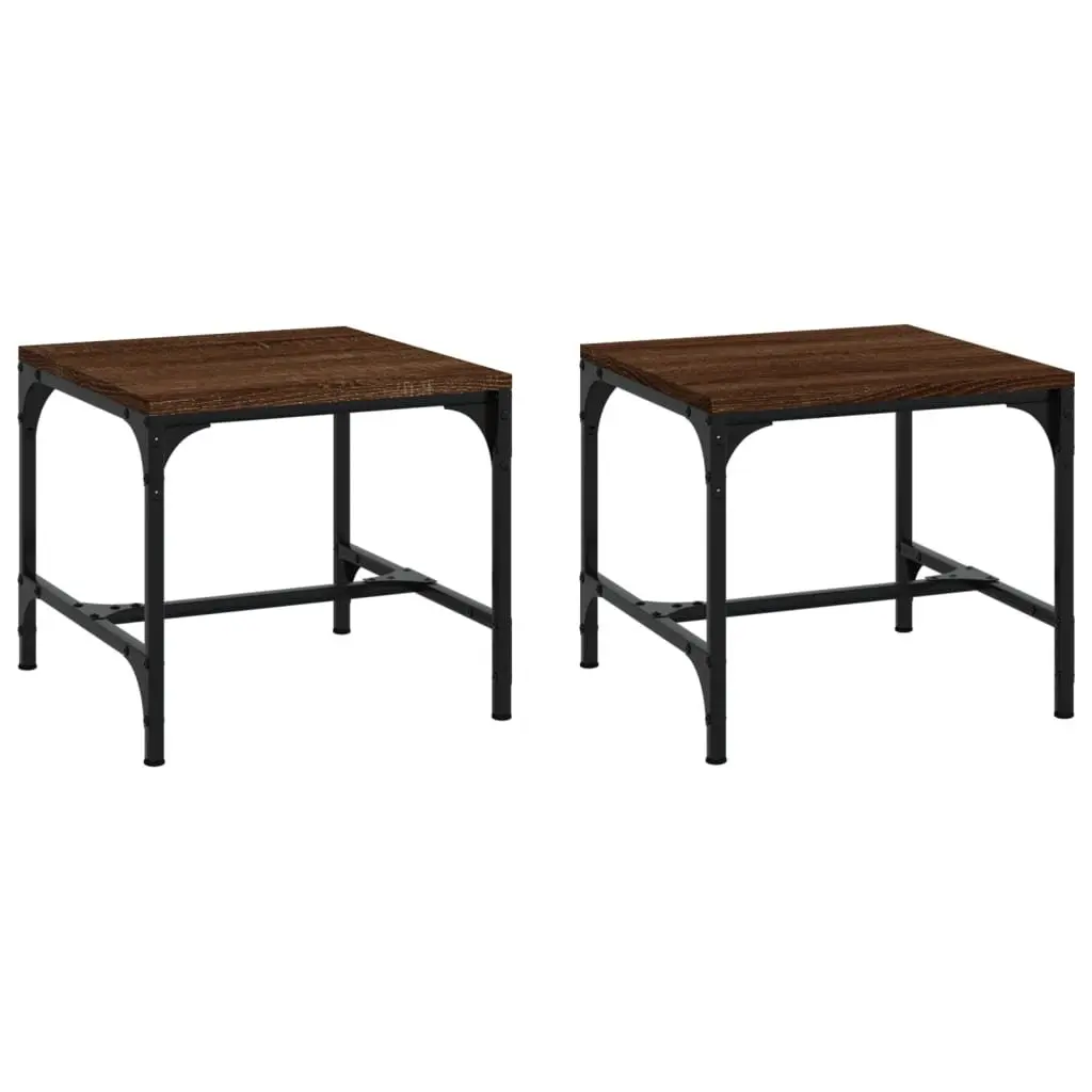 Side Tables Engineered Wood Adjustable Legs 40x40x35 cm Brown