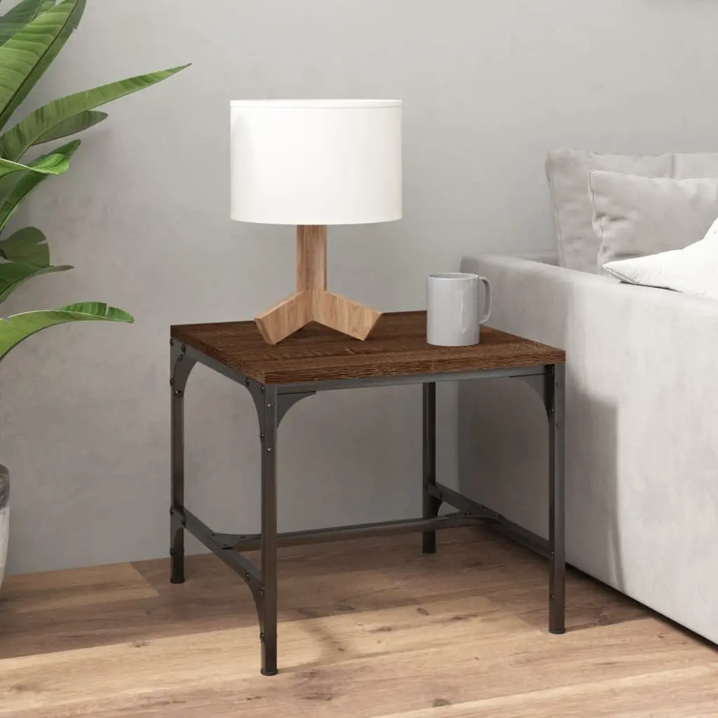 Side Tables Engineered Wood Adjustable Legs 40x40x35 cm Brown