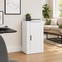 White Engineered Wood Sideboard Cabinet with Storage Compartment