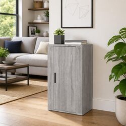 Engineered Wood Grey Sideboard Cabinet with Doors