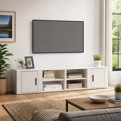 High Gloss White Media Storage Unit - 2 pcs TV Cabinets