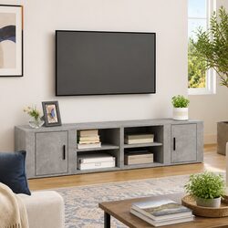 Media Storage Units: Grey TV Cabinets Set of 2