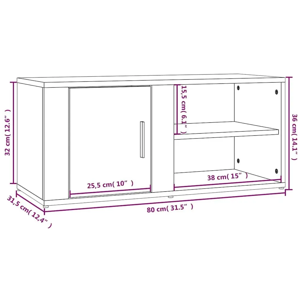 TV Cabinets Grey 80x31.5x36 cm Set of 2 Media Storage Unit with Doors and Compartments