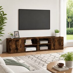 2-Piece Engineered Wood TV Cabinets - Brown Smoked Oak