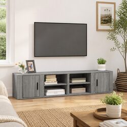 2-Piece Grey Sonoma TV Cabinets with Storage Compartments
