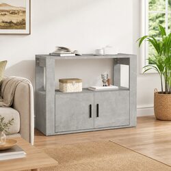 Engineered Wood Grey Sideboard Storage Cabinet
