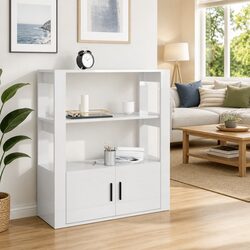 Functional White High Gloss Sideboard Storage Cabinet