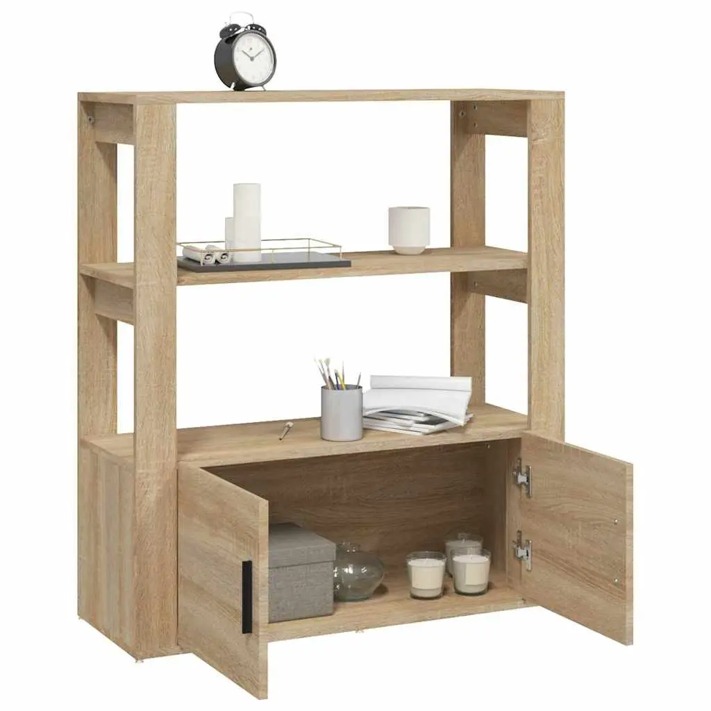 Sideboard Engineered Wood Storage Cabinet Multiple Shelves Doors Brown