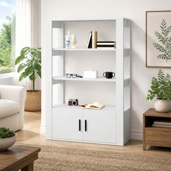 White Engineered Wood Sideboard Cabinet 80x30x119.5cm