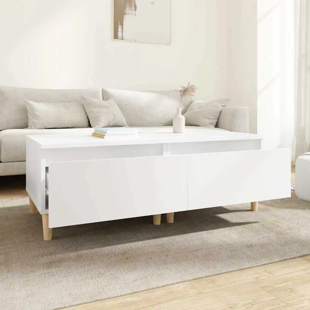 End Table 2 Piece White Engineered Wood Side Tables with Drawer Storage
