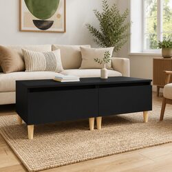 Black Engineered Wood Side Tables Set of 2 50x46x35 cm