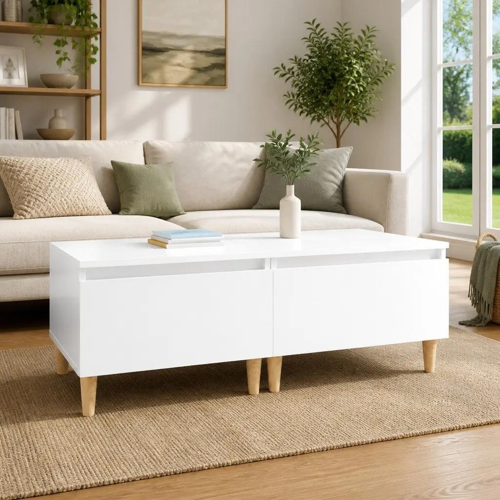 Side Tables High Gloss White 2 Piece Scandinavian Living Room Accent