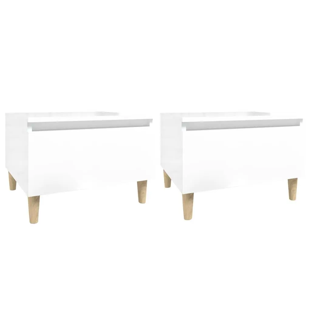 Side Tables High Gloss White 2 Piece Scandinavian Living Room Accent