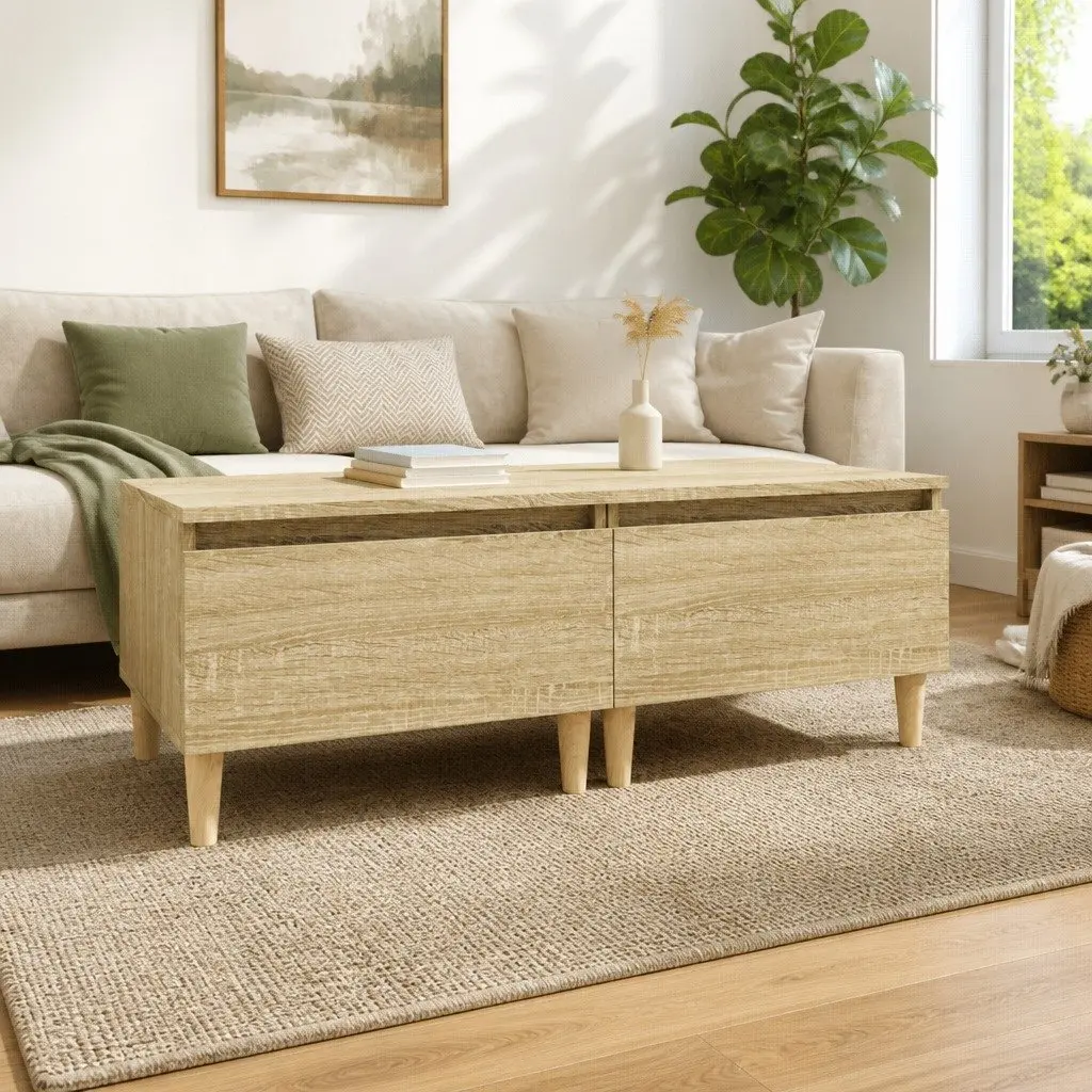 Side Tables Storage Drawer Engineered Wood Brown 2 Piece