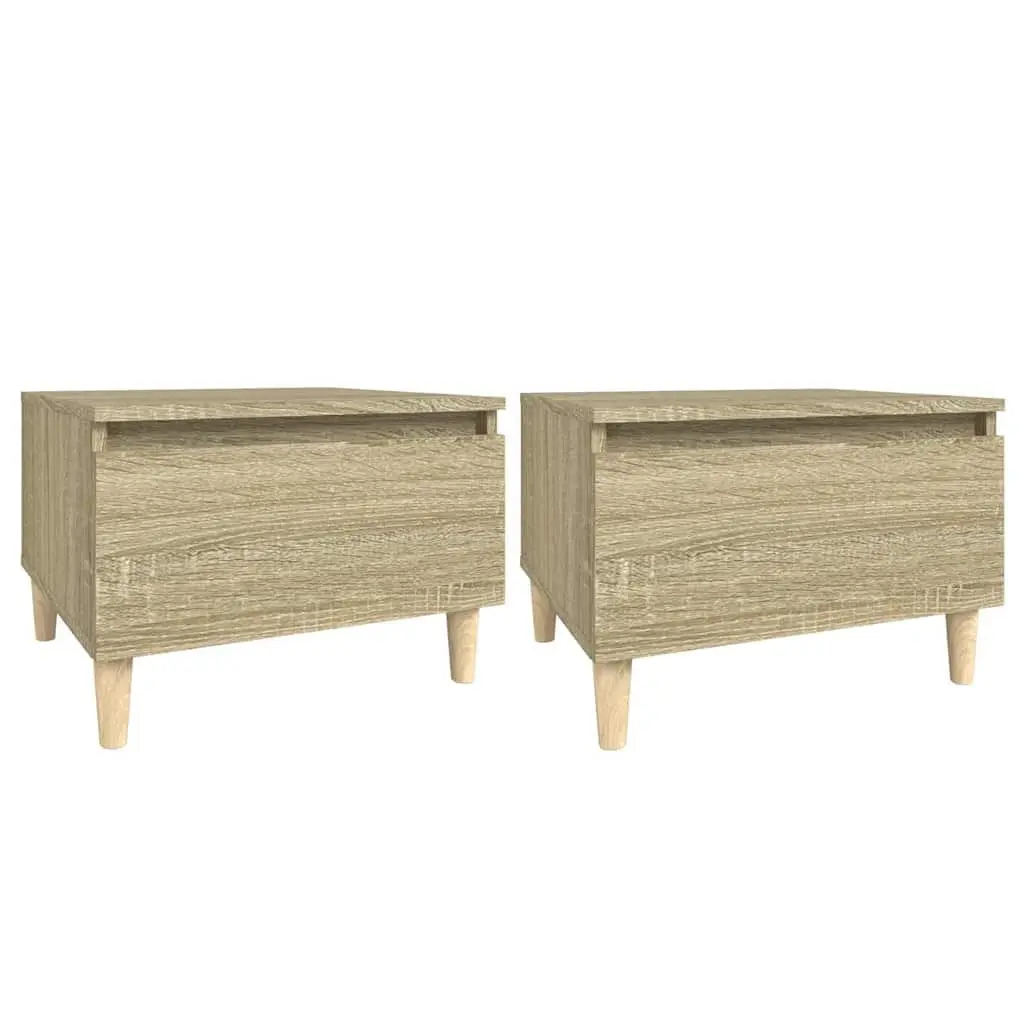 Side Tables Storage Drawer Engineered Wood Brown 2 Piece