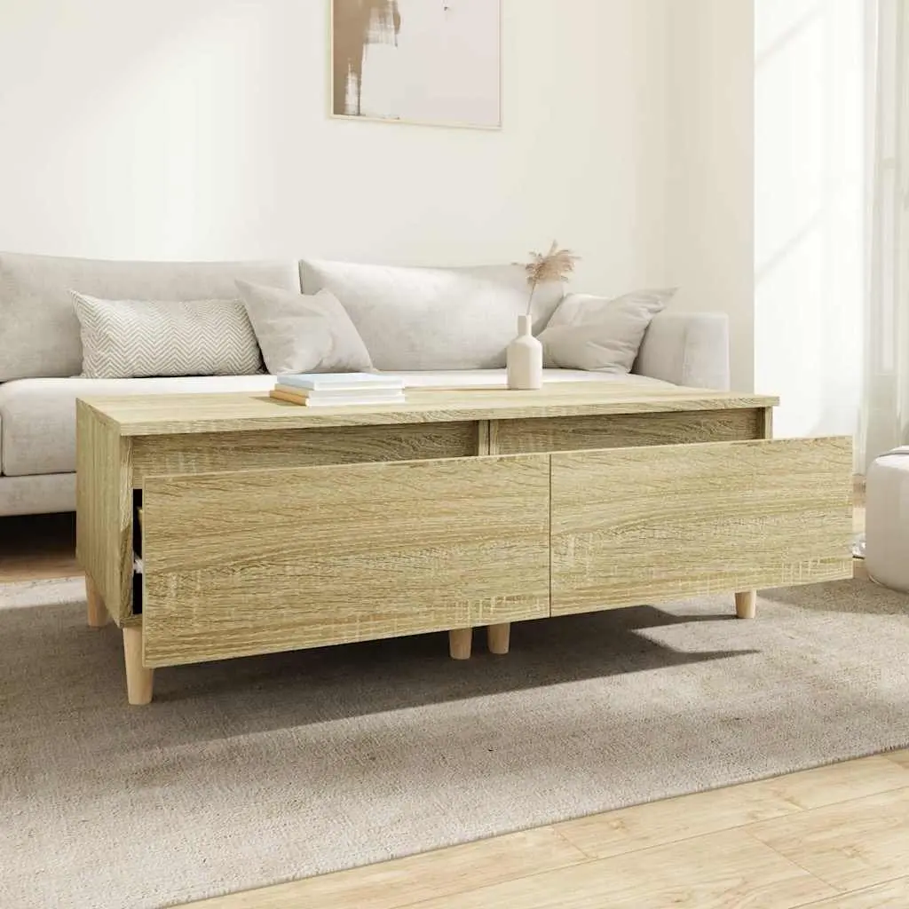 Side Tables Storage Drawer Engineered Wood Brown 2 Piece