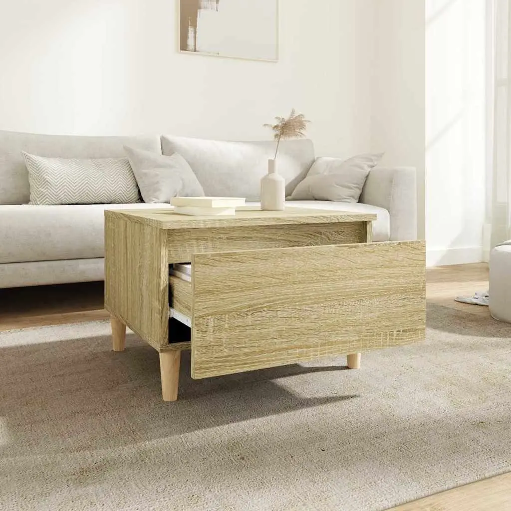 Side Tables Storage Drawer Engineered Wood Brown 2 Piece