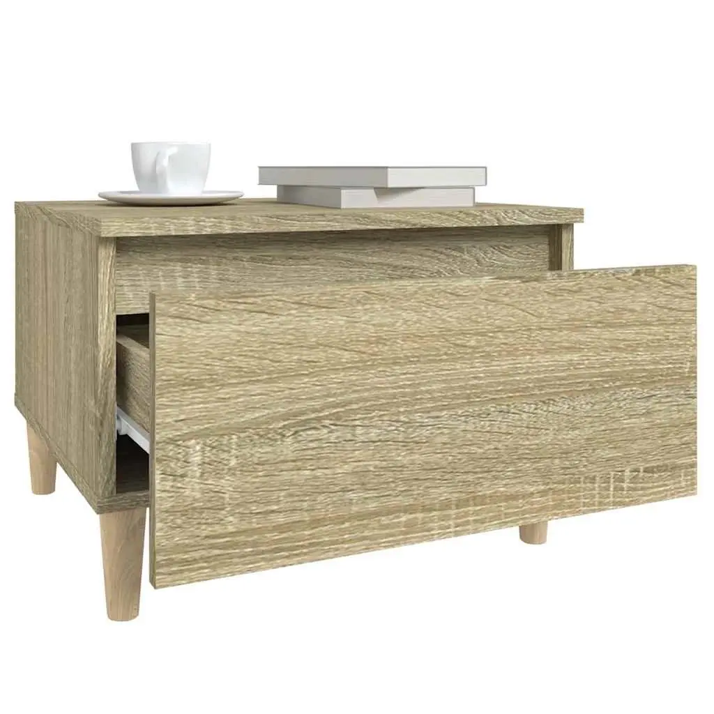 Side Tables Storage Drawer Engineered Wood Brown 2 Piece