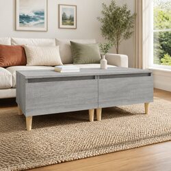 Set of 2 Grey Side Tables with Drawers, Scandinavian Style