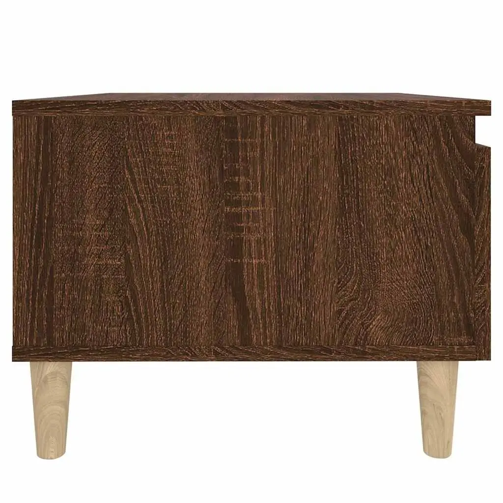 Scandinavian Side Tables with Drawer Storage Brown Oak Set of 2 50x46x35cm