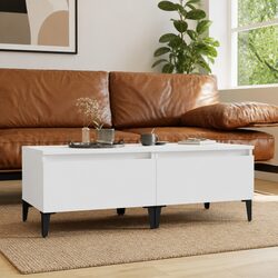 Engineered Wood Side Table with Drawer, White 50x46x35 cm
