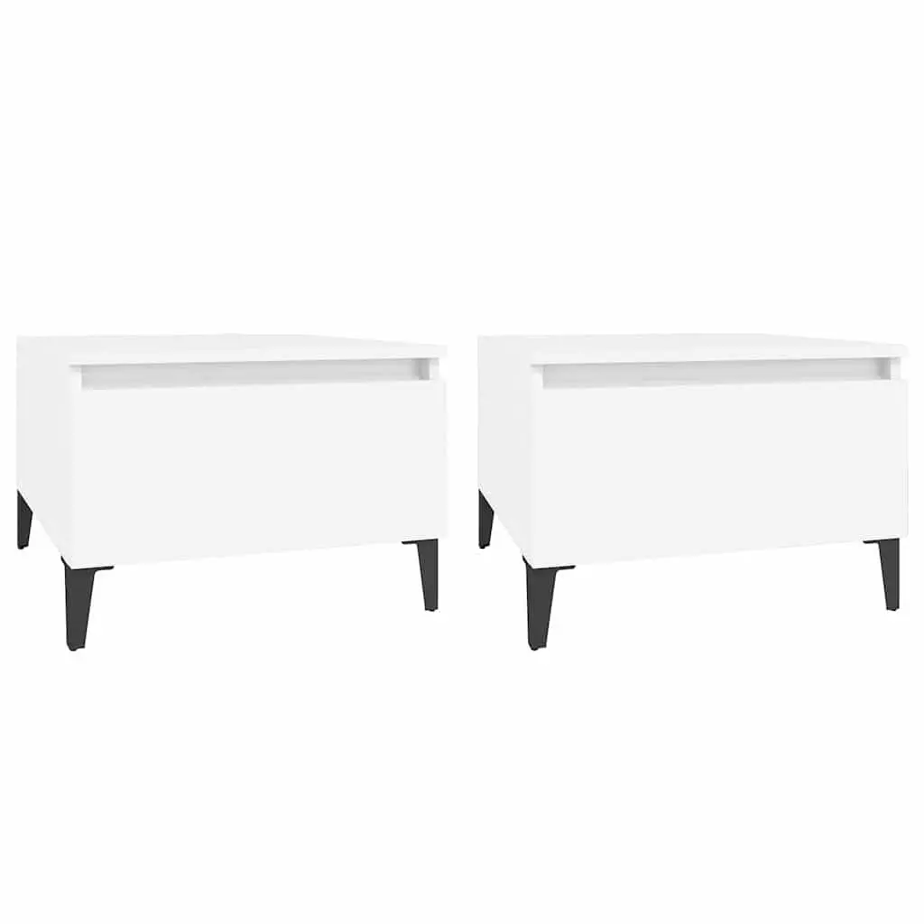 White Side Table with Drawer 50x46x35 cm Engineered Wood for Living Room or Bedroom Storage