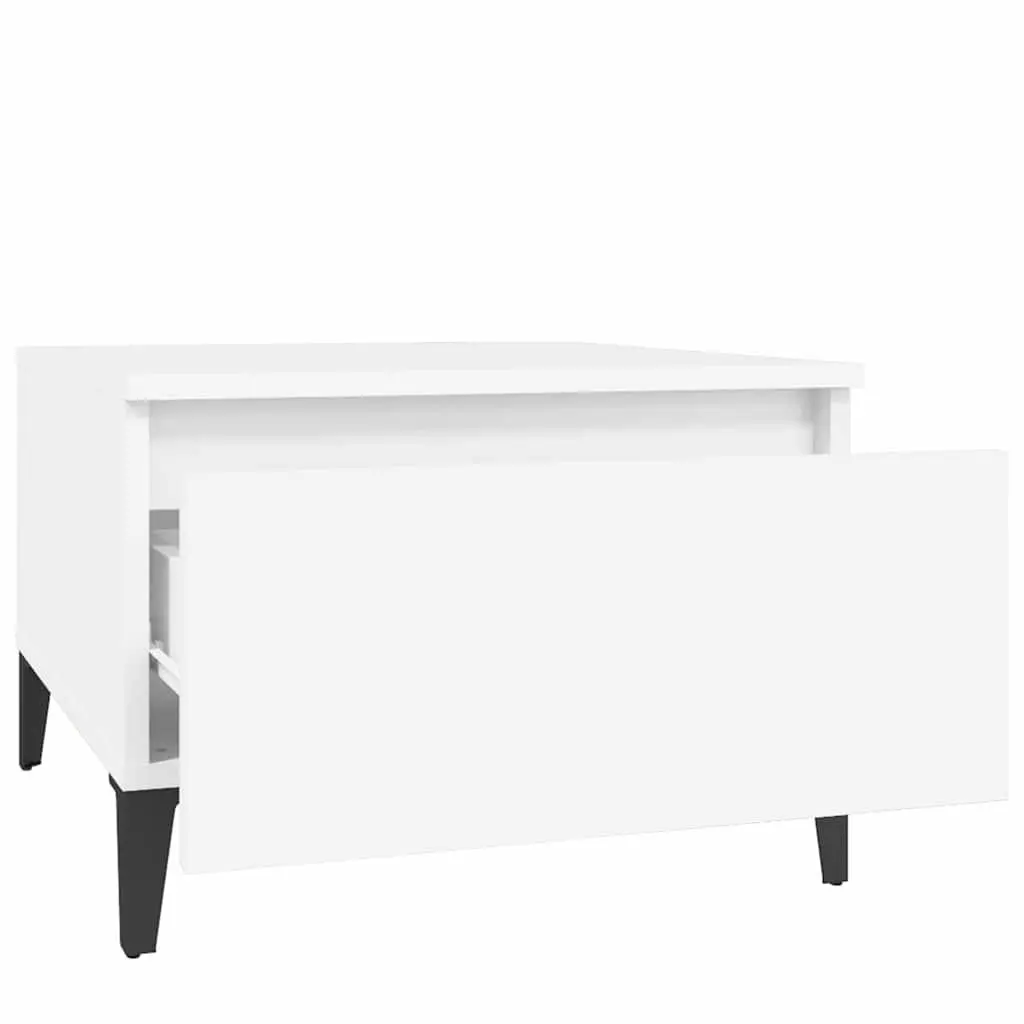 White Side Table with Drawer 50x46x35 cm Engineered Wood for Living Room or Bedroom Storage