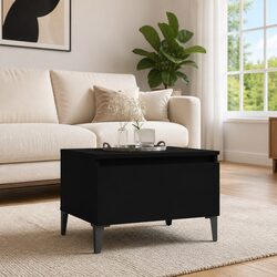Industrial Side Table with Drawer in Black Finish