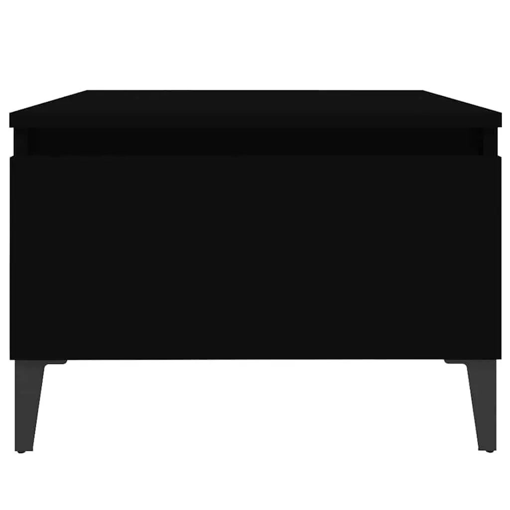 End Table Storage Drawer Engineered Wood Black Metal Feet 50 x 46 x 35 cm